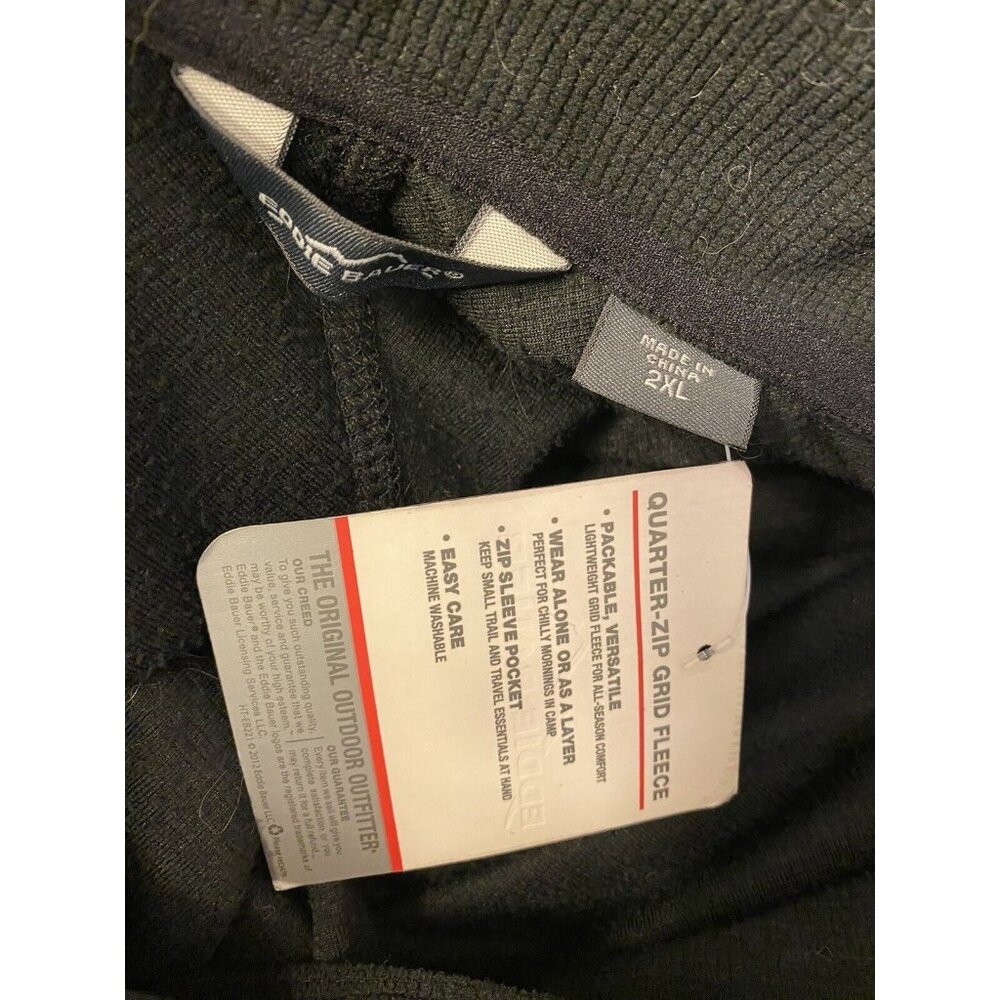 NEW Eddie Bauer Women's Quarter Zip Grid Fleece Jacket Size 2X Black Activewear - Picture 5 of 5
